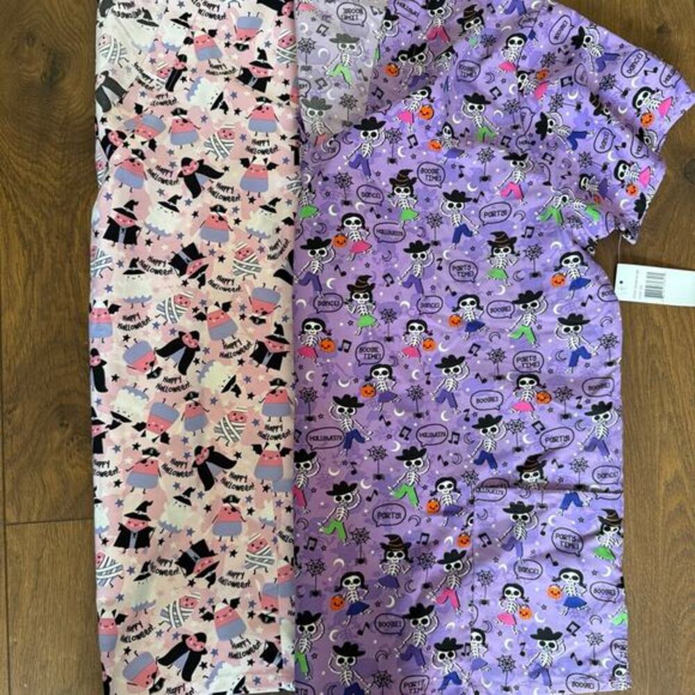 Two 2XL scrub tops for women Halloween‎